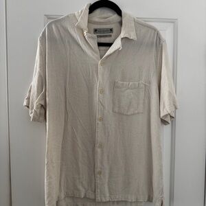 All Saints Cream Short Sleeve Button-Down Shirt